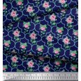 thumbnail image 3 of Soimoi Tissu en Polyester Georgette Motif Quatrefoil, Imprimé Floral Feuilles et Roses au Mètre 42 Pouces de Large, 3 of 3