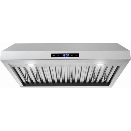 Streamline 30 in. Magherno Ductless Undermount 406 CFM Range Hood in Brushed Stainless Steel with Baffle Filters, Touchpad Control, LED Lights