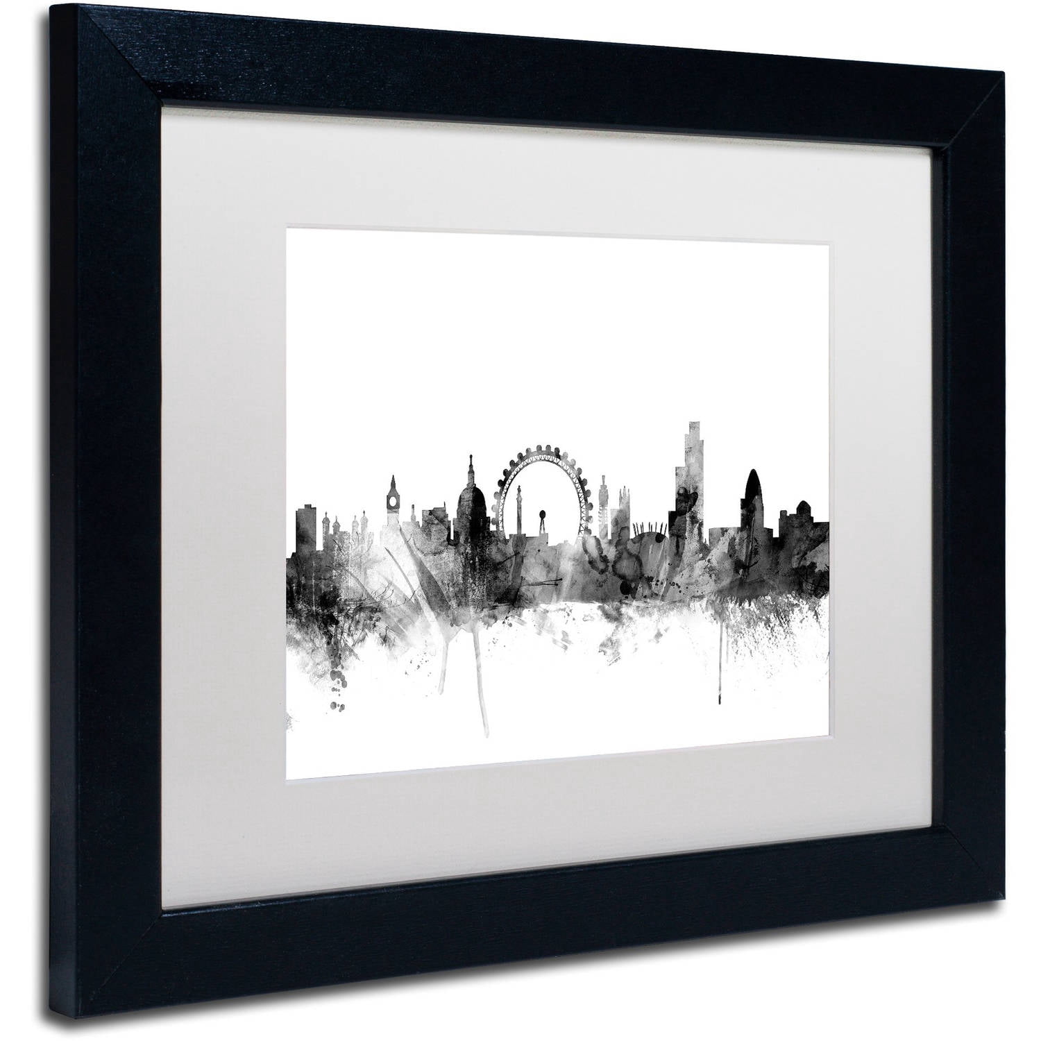 Trademark Fine Art "London England Skyline B&W 2" Canvas Art by Michael Tompsett, White Matte, Black Frame
