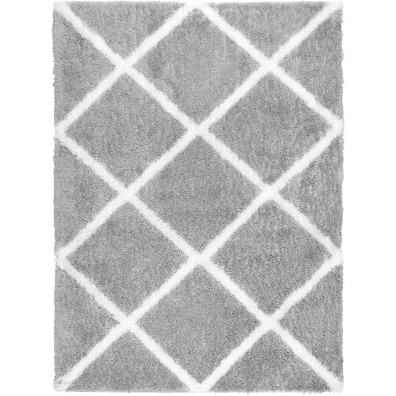 SoHome Carmela Tali Shag Geometric Area Rug, Gray/Ivory, 7' 10" x 10' 2" Rectangle