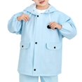 thumbnail image 4 of Boys Girls Rain Coat Waterproof Long Sleeved Hooded Fashionable Packable Rain Jacket School Toddler Clothing Rainwear Blue 9-12 Years, 4 of 5