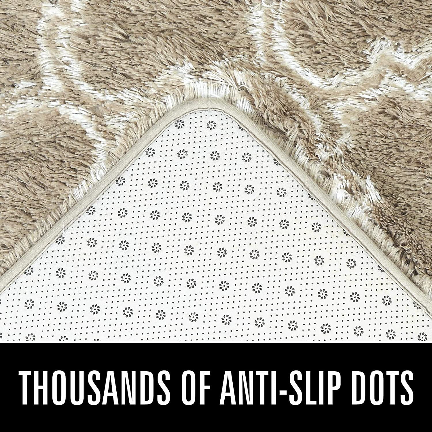 Lochas Shag Area Rug Geometric Plush Fluffy Rugs Soft Moroccan Carpet for Bedroom Living Room Floor Mat Home Decor,8x10ft,Beige/White
