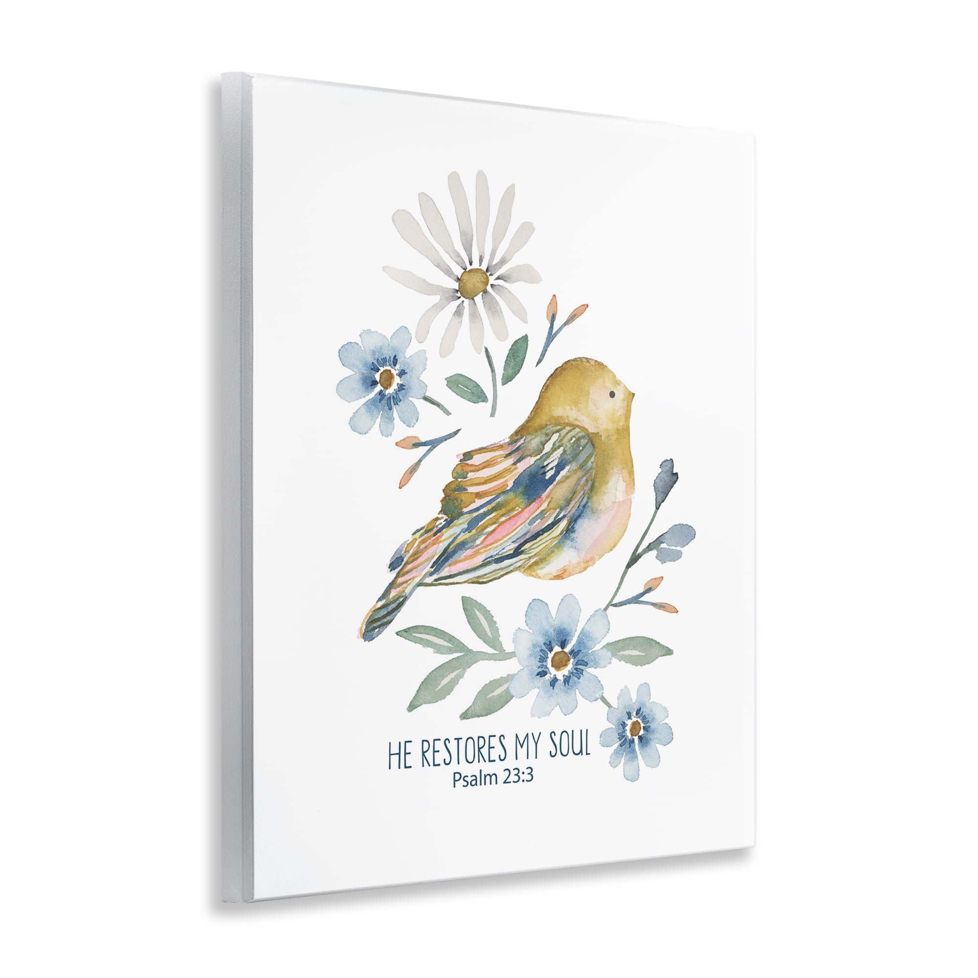 Stupell Industries He Restores My Soul Botanical & Floral Painting Unframed Art Print Wall Art, 11 x 14
