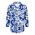 thumbnail image 5 of Pxxlle Womens Button Down Shirt Fashion Hawaiian Tropical Graphic Shirt Plus Size 3/4 Sleeve Beach Vacation Tops Blue S, 5 of 7