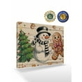 thumbnail image 2 of Christmas Canvas Print Wall Art Framed Canvas Art Wall Decor Gingerbread Man Snowman Xmas Tree Star Wood Grain Pictures Painting Morden Artwork for Living Room Bedroom, Ready to Hang - 12"x16", 2 of 6