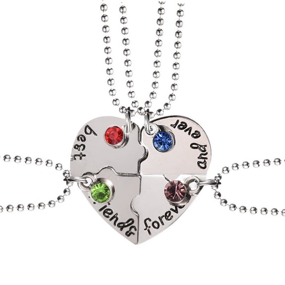 Best Friends Forever and Ever Necklace with Crystal Broken Heart Charm Pendant Set Friendship Necklace (Non-Magnetic)
