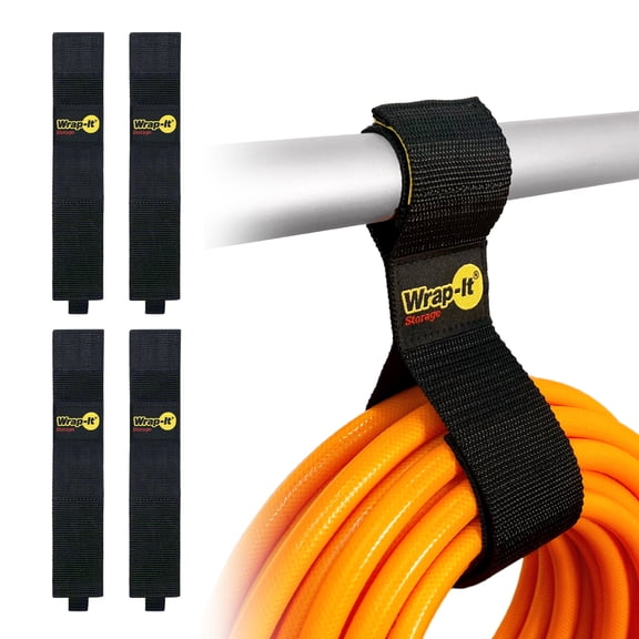 Twin-Straps by Wrap-It Storage - 16" (4-Pack) - Hook and Loop Hanging Cable Wrap for Multi-Purpose Cord and Hose Storage