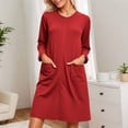 thumbnail image 2 of DHFJKG Nightgowns For Women Long Sleeve Comfortable Loungewear Home Relaxation Midi Dress Front Zipper Crewneck Loose Fit Tunic With Pockets Trendy Sleepwear, 2 of 7