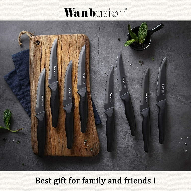Wanbasion Black Stainless Steel Knife Set, Sharp Kitchen Knife Set  Professional, Kitchen Knife Set Dishwasher Safe with Covers for Cooking