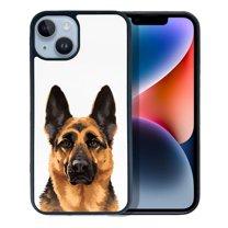 FINCIBO Soft Rubber Protector Cover Case for Apple iPhone 14 6.1" 2022, Black Tan German Shepherd Dog