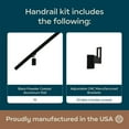 thumbnail image 2 of Modern Aluminum Handrail Grab Bar Kit, Adjustable Steel Brackets Included, Returns to Wall, 4 Foot Handrail, Black, 2 of 10