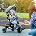 thumbnail image 2 of Aosom 6-in-1 Toddler Tricycle for 12-50 Months, Foldable Kids Trike with Adjustable Seat and Push Handle, Safety Harness, Removable Canopy, Footrest, Grey, 2 of 10