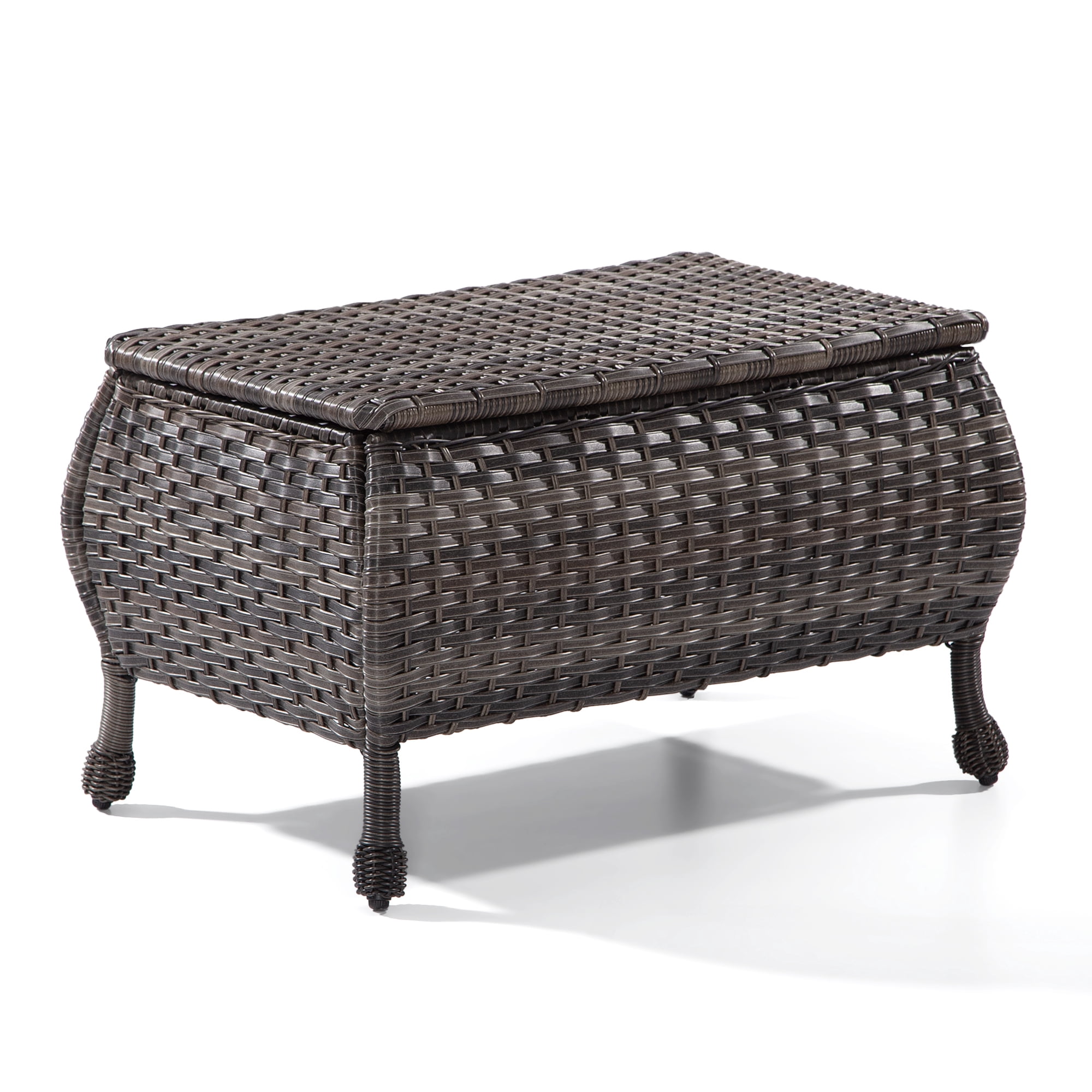 MeetLeisure Outdoor Wicker Coffee Table - Patio PE Rattan Coffee Table with Storage Room Suitable for Patio Deck Garden Porch, Brown