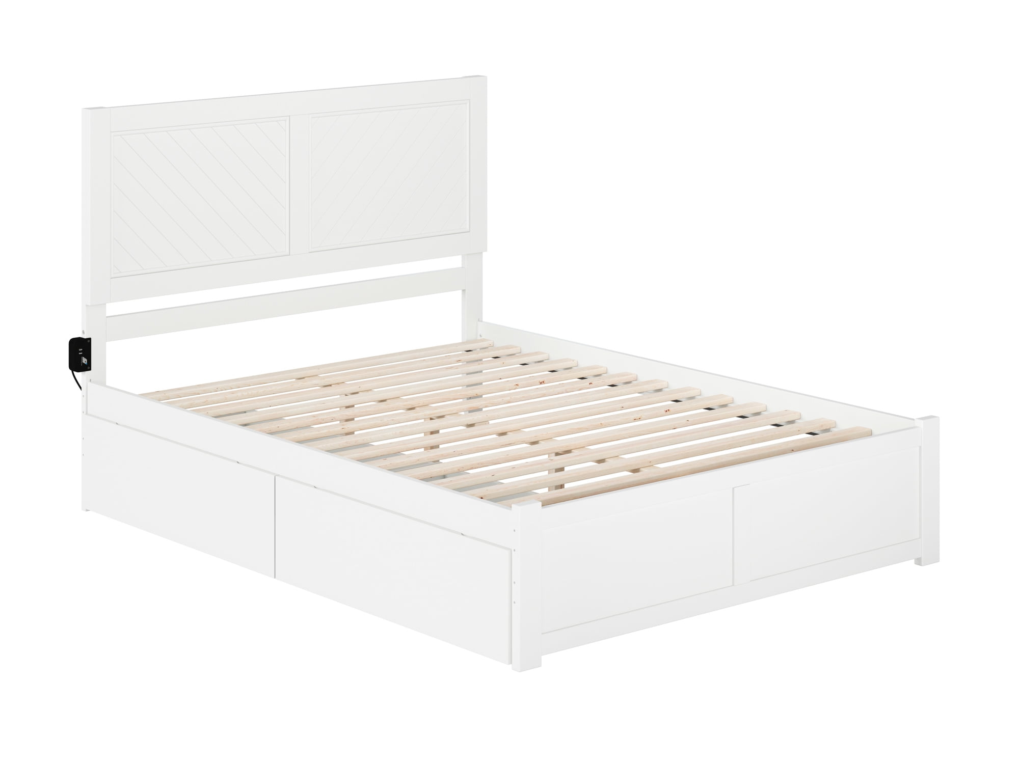AFI Canyon White Solid Wood Platform Bed with Footboard & Set of 2 Storage Drawers, Queen