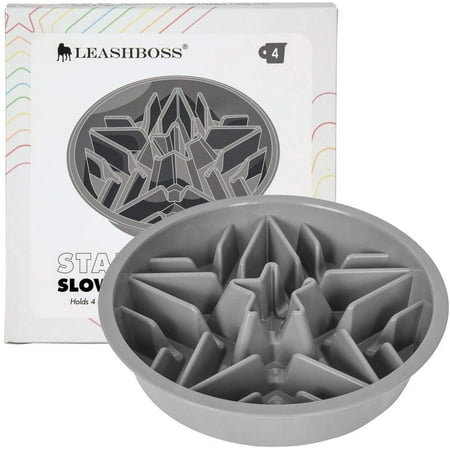 UPC: 0850019674019 | Leashboss | Slow Feed Dog Bowl for Raised Pet Feeders | Maze Food Bowl Compatible with Elevated Diners | Large to Extra Large Breeds | 4 Cup 8.9-9.25 Inch Feeder Holes | Gray