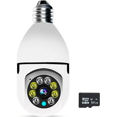 

ZHOUHONG Monitoring Equipment E27 LED Light HD 1080P IP Camera Wireless Panoramic Home WiFi CCTV Smart Bulb Camera Two Audio Night Vision Cameras Electronic Equipment (Sensor Size : Camera add 64G)