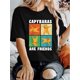 thumbnail image 1 of Women's T-shirt, Cute "Capybaras" Print, Retro Minimalist Fashion, Round Neck, Casual And Comfortable, Sporty Short-sleeved T-shirt, 1 of 6