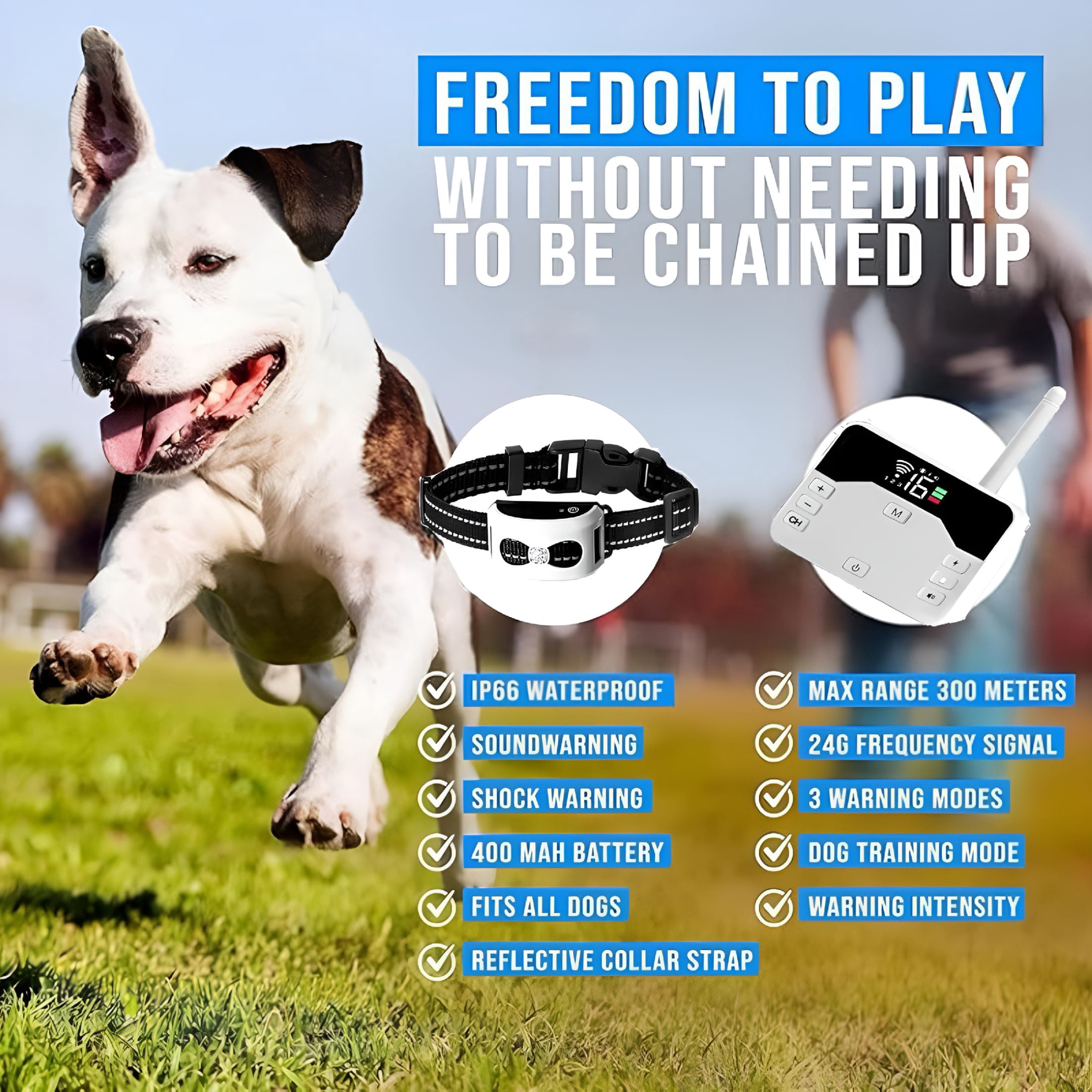 XIBUFE Wireless Dog Fence,Electric Fence System for Dogs,Shock Training Collar,Wireless Pet Boundary Containment System,Waterproof Rechargeable Training Collar,Vibrate/Shock Dog Fence,For 2 Dogs