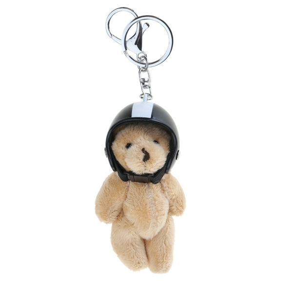 SIEYIO Trendy Plush Bear Key Ring with Helmets Soft Toy Keychain Backpack Pendant Stylish Bag Accessory for Women Girls