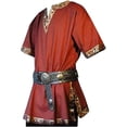 thumbnail image 4 of Túnica Medieval con cuello en V para hombre, ropa de rendimiento, disfraz de camisa pirata de manga corta con lado dorado sin cinturón, 4 of 5