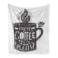 thumbnail image 1 of Saying Soft Flannel Fleece Throw Blanket, Hand-drawn Lettering on a Coffee Cup Piping Hot Aromatic Beverage, Cozy Plush for Indoor and Outdoor Use, 50" x 60", Dark Taupe and White, by Ambesonne, 1 of 6