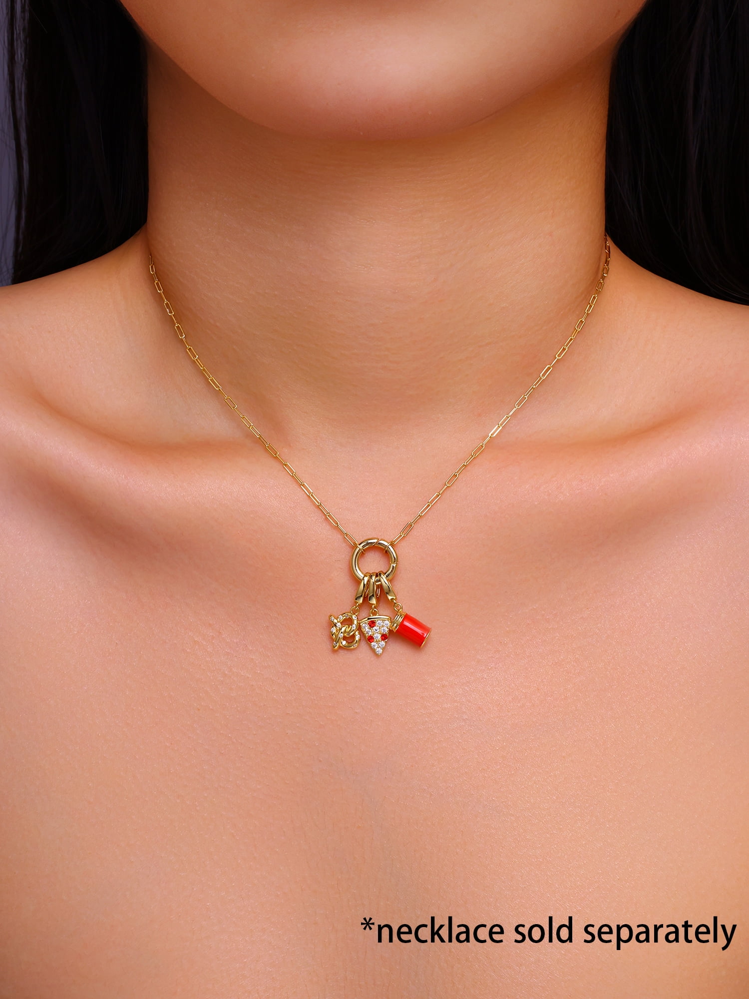 Brilliance Fine Jewelry Simulated Diamonds Snacks Charm Set in 14KT Gold Plated Sterling Silver