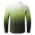 thumbnail image 5 of BiZtdJrK Linen Long Sleeve Shirts for Men Summer Casual Button Down Hawaiian Shirt Fashion Gradient Print Blouse Tops Tropical Vacation Beach Outfits Green L Today's Sales, 5 of 6
