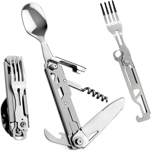 PRETXORVE Couteau Fourchette de Table Extérieure Combinaison Acier Inoxydable Couteau Détachable Pinxiaodao