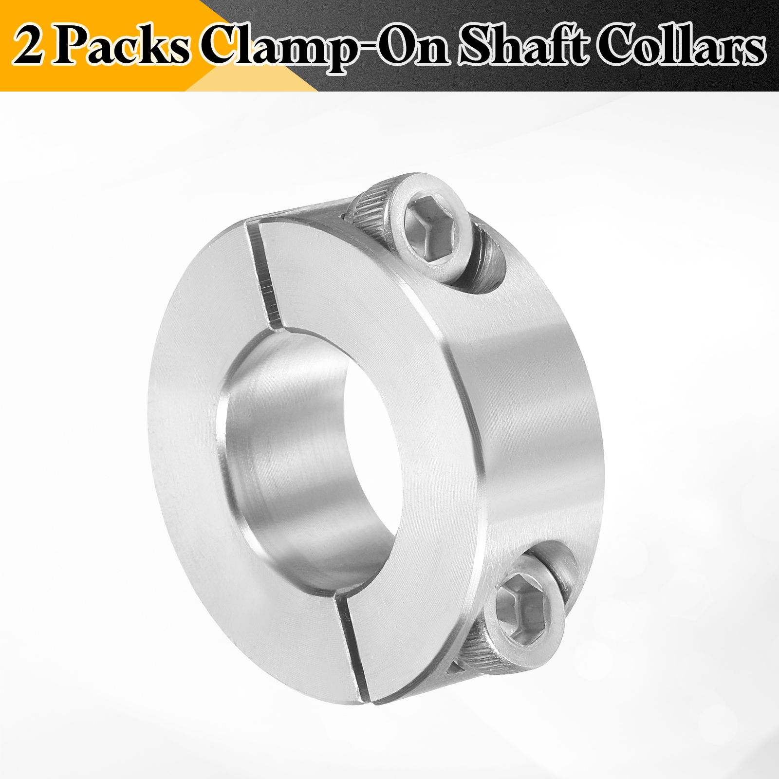 Uxcell 2 Pack Double Split Shaft Collar 25mm Bore, Two Piece Clamping Collar 45mm OD 15mm Thickness, 304 Stainless Steel Set Screw Split Collar