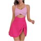 thumbnail image 1 of Size L Women Cutout Cross Wrap One Piece Skirt Swimsuit Swimdress Tie Back Push Up Bathing Suits - S, 1 of 4