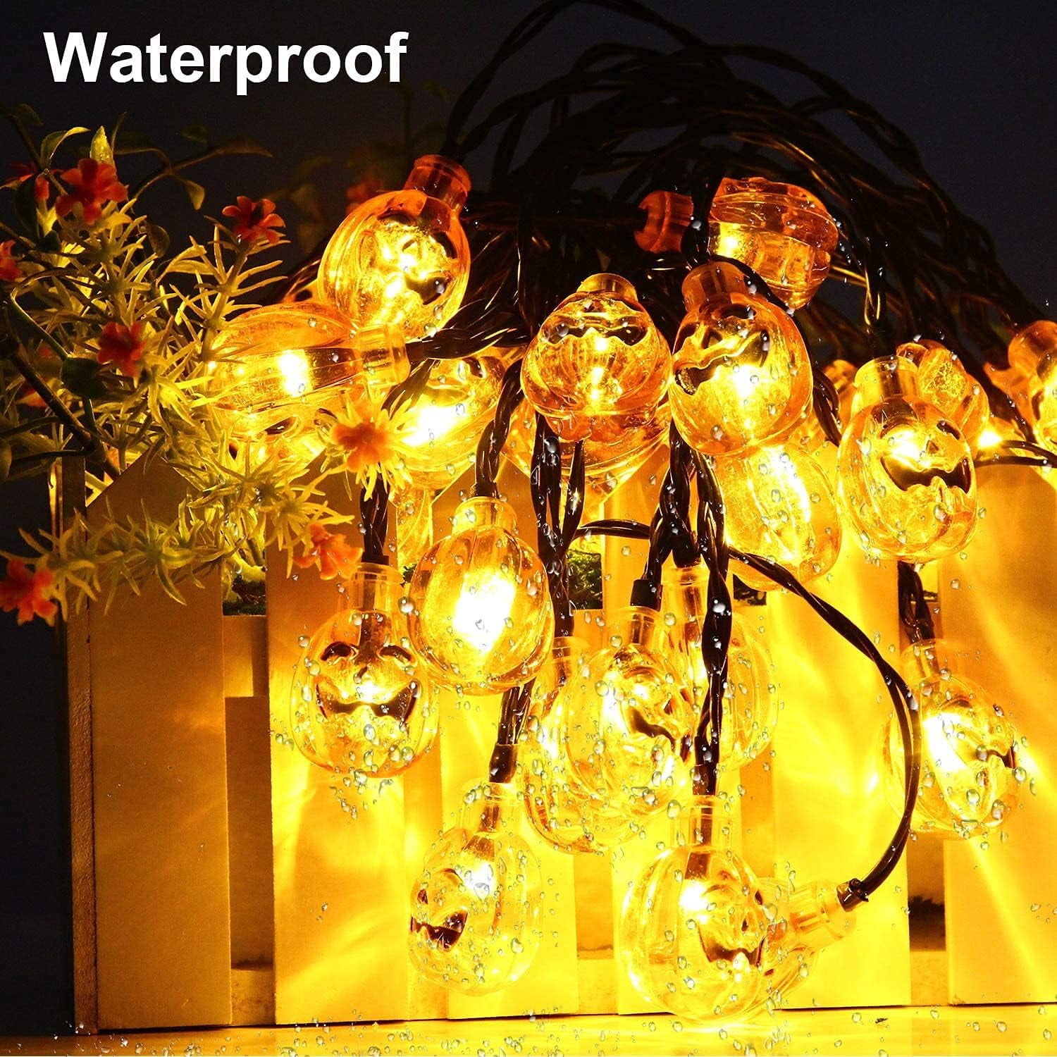 SHANJIA Solar Halloween Lights,5m 20LED Pumpkin String Lights Outdoor Decoration for Garden,Terrace, Courtyard, Halloween and Christmas Decoration (IP65 Waterproof)