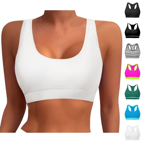 HJYCHN Womens Tankini Tops Sports Bra Bikini Top Racerback Swim Top Padded Crop Tops Swimsuit Womens Swimsuit Tops White XXL