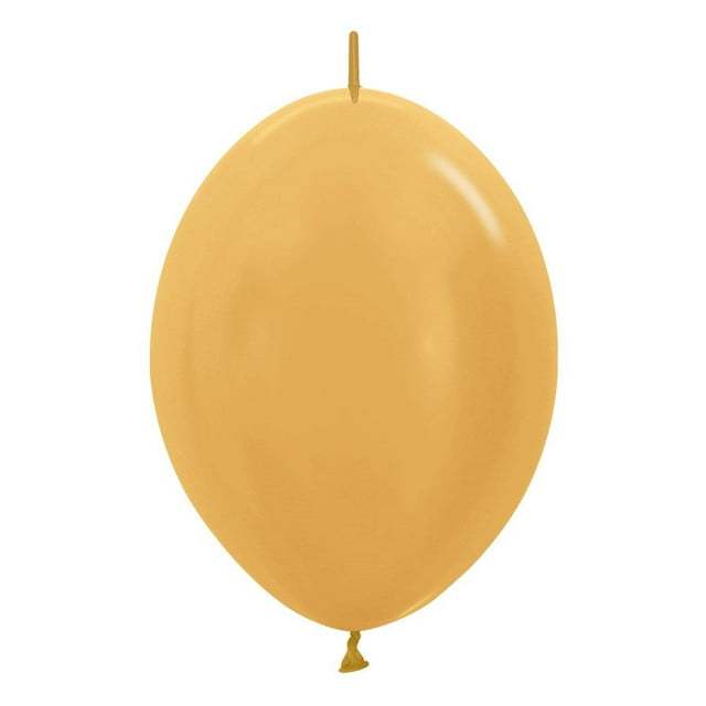 Golden Celebration: 50 Durable & Biodegradable Link-O-Loons for Unisex Birthday Parties - Vibrant Assortment of Metallic Gold Party Supplies!