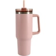 thumbnail image 2 of Mainstays 40 oz Stainless Steel Tumbler with Straw and Handle, Double Wall Insulated, Pink, 2 of 7