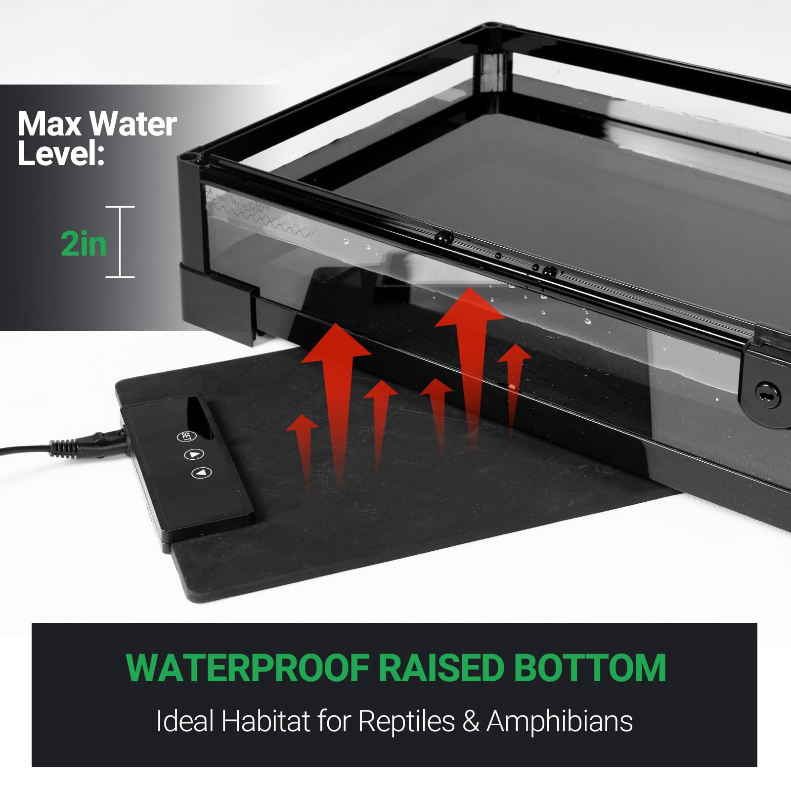 ECOSUB Tempered Glass Reptile Tank, 30" x 12" x 12" with Top Screen Ventilation & Water-Holding Bottom 20 Gallon