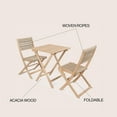 thumbnail image 4 of Javea Modern Coastal 3-Piece Acacia Wood Outdoor Folding Bistro Set, Cream/Light Teak, 4 of 9