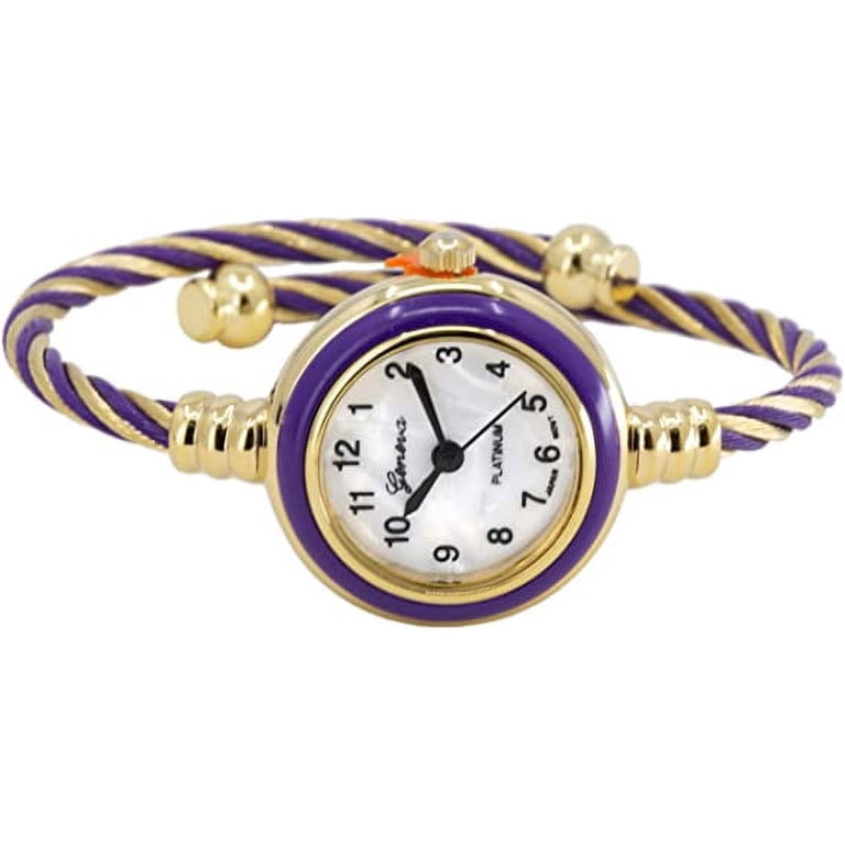 Women\'s Gold And Purple Analog Elegant Cable Cuff Arabic Numbers Bracelet Watch Amazon.com: Blekon Collections Women main image 3