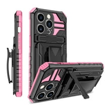 For iPhone 13 Pro Case with Belt Clip Holster, Heavy Duty Military Grade Drop Protective, 360° Rotating Kickstand Shockproof TPU Shell Durable Rugged Cover For iPhone 13 Pro, Pink