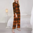 thumbnail image 3 of Fotbe Halloween Tartan Plaid Pattern Long Sleeve Pajama Set for Women,Sleepwear Set,2-piece Loungewear Set,Soft PJs Comfy Nightwear with Pockets -X-Large, 3 of 7