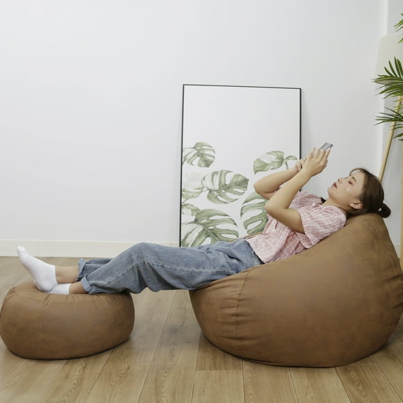 Bolsa de frijol impermeable Almacenamiento sin relleno Decoración Reposapiés Tatami Transpirable Tecnología pequeña Funda de tela para dormitorio Dorm marrón perfecl Reposapiés con funda para puf