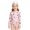 Light pink, variant on Girls Clothes 3-12T Cute Summer Long Sleeve One-Piece Swimsuit Hat Bathing Suit