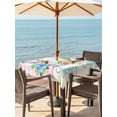 thumbnail image 2 of Easter Outdoor Tablecloth - 60x60 Inch Square Dining Table Cover, Spring Watercolor Bunny Eggs Flowers Pink Plaid Waterproof Outdoor Table Cloth with Umbrella Hole & Zipper for Picnic/Patio/Party, 2 of 7