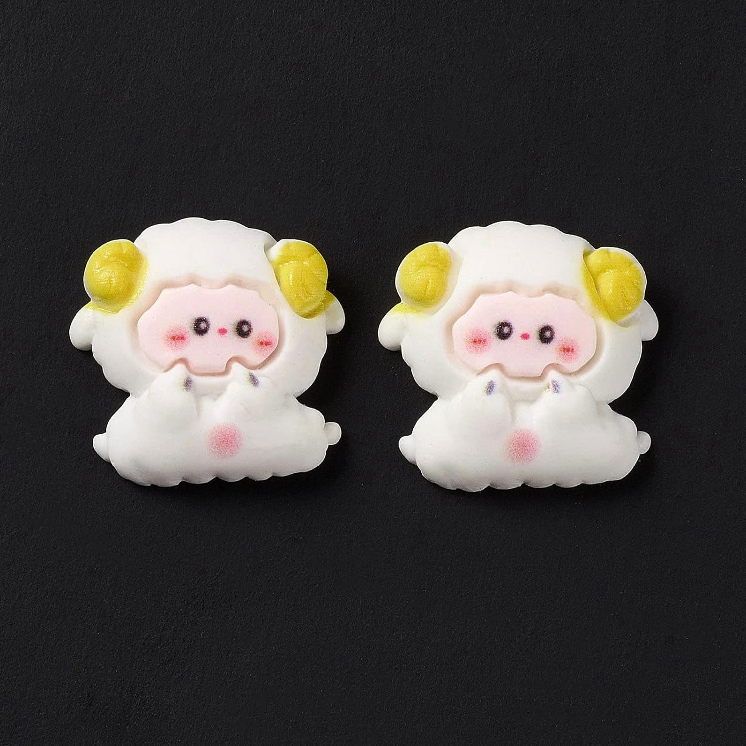 100Pcs Assorted Animal Flatback Slime Resin Charm Opaque Happy Face Heart Charm Epoxy Slime Charm for DIY Jewelry Craft Making Scrapbooking(Sheep)