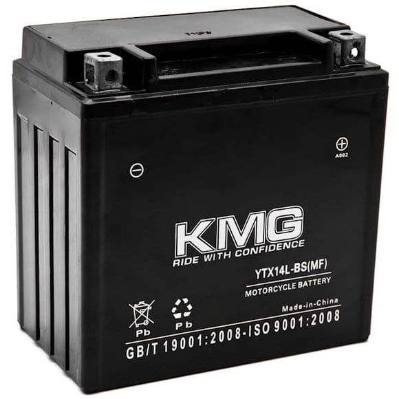 KMG YTX14L-BS Batterie Compatible avec Harley-Davidson 883 TG, TGH (Sportster) 2004-2012 Étanche Sans Entretien 12V Haute Performance SMF Remplacement OEM Motocyclette Sports Motorisé VTT Motoneige Embarcation Nautique
