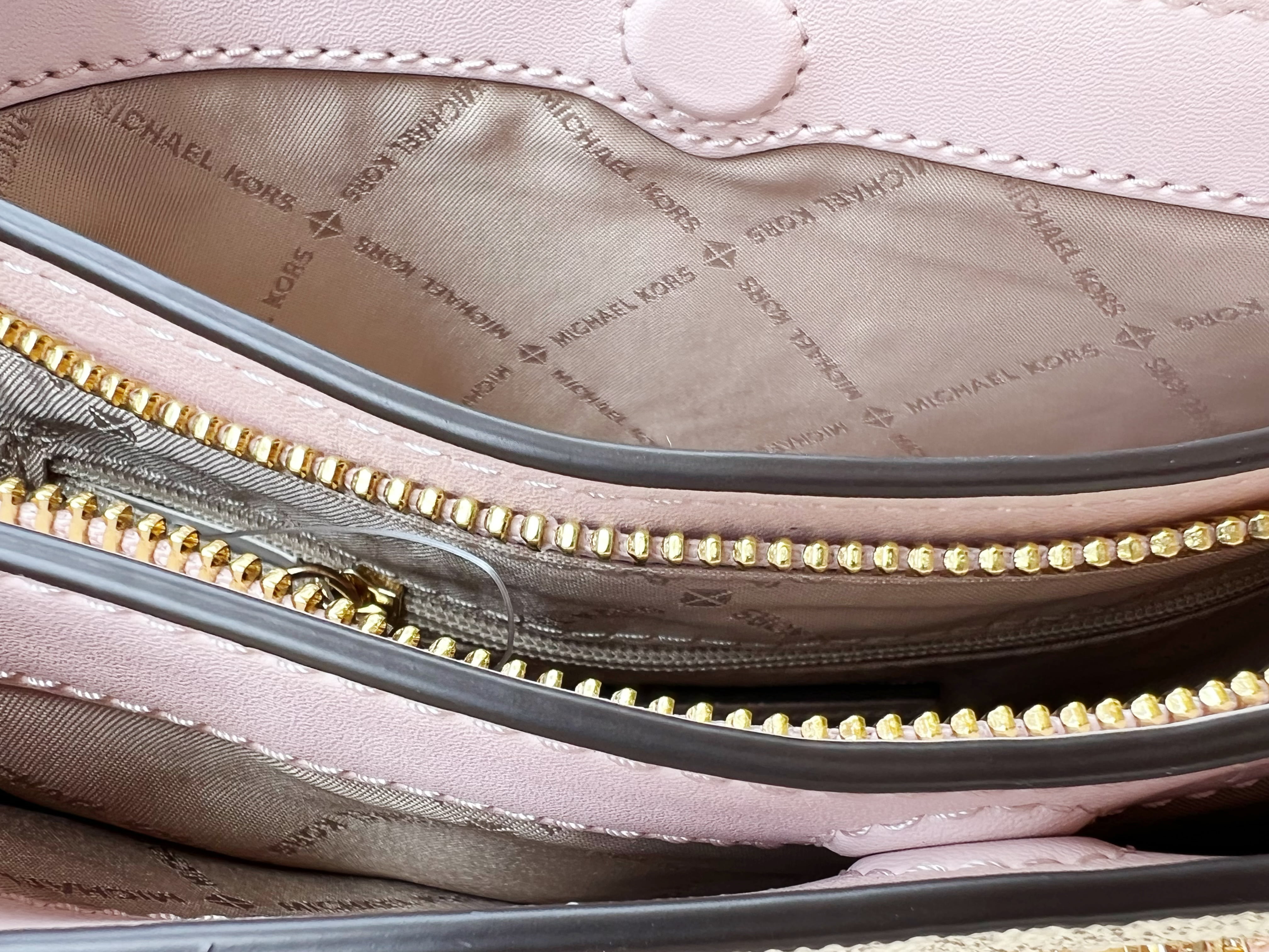 Michael Kors Trisha Medium Triple Compartment Crossbody Bag Rose Pink  Leather: Handbags