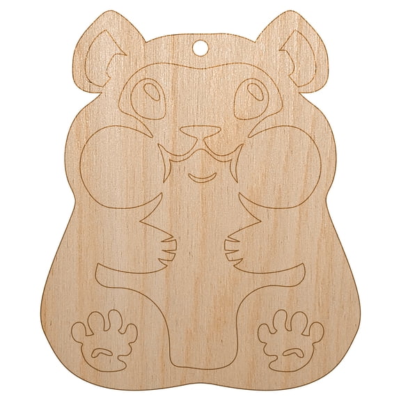 Chubby Cheek Hamster Wood Holiday Christmas Tree Ornament Unfinished DIY Pre-Drilled Craft