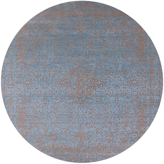 Ahgly Company Machine Washable Indoor Round Industrial Modern Rose Dust Purple Area Rugs, 8' Round
