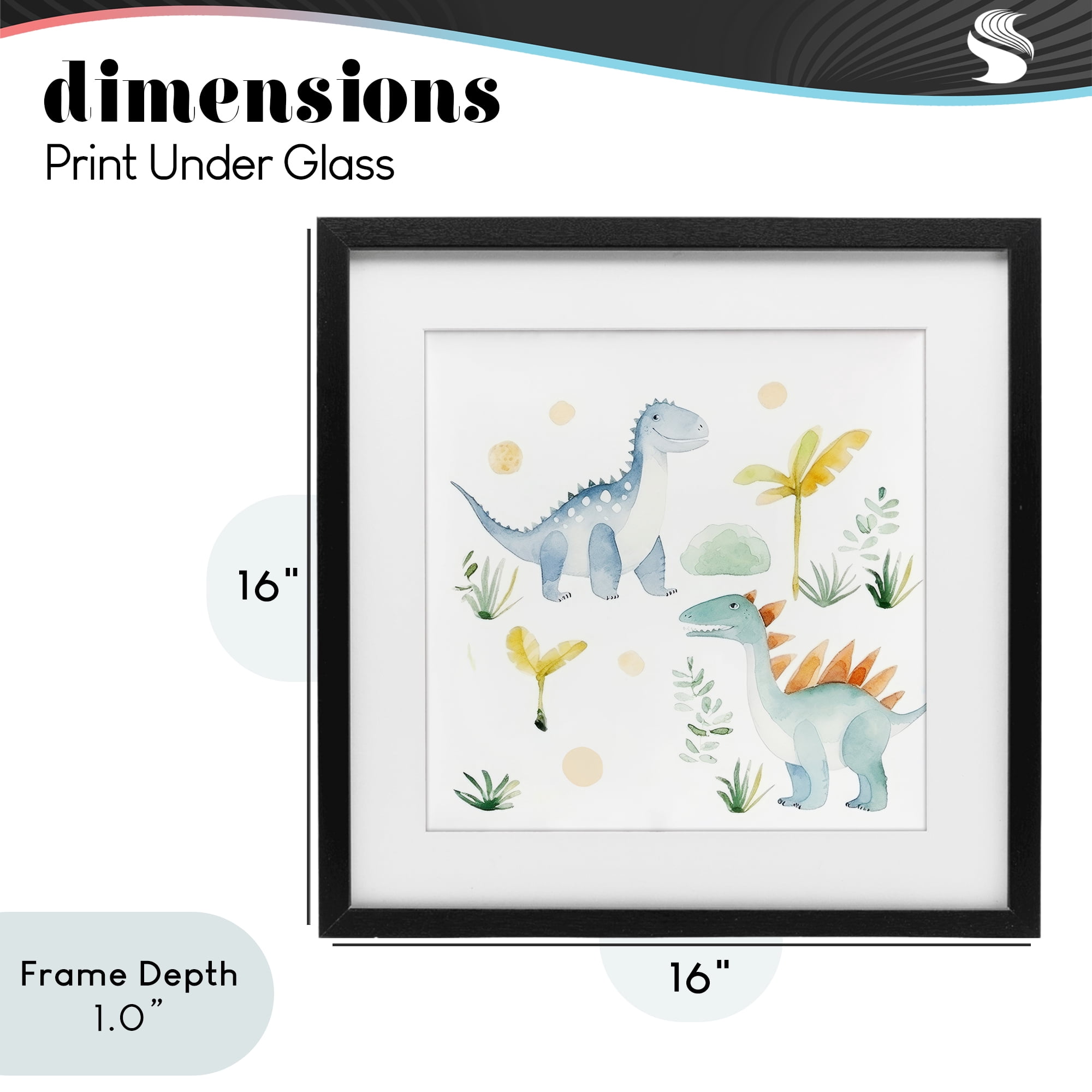 Stupell Industries Dino Wonderland Friends Black Framed Print Under Glass, design by Lazar Studio