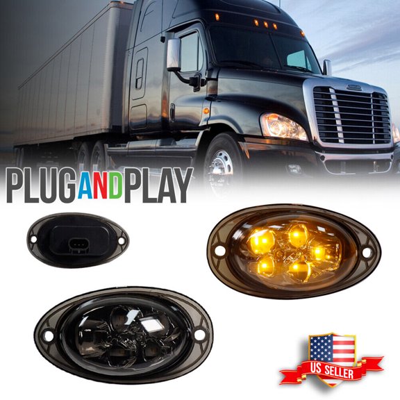 GTINTHEBOX Cab LED Side Marker Turn Signal Light For 2008-2017 Freightliner Cascadia Semi-Truck