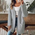 thumbnail image 6 of VISALY Long Cardigans Chunky Knit Cardigan Cardigan Sweaters for Women with Pocket Trendy Casual Long Sleeve Tops Open Front Fall Winter Coats Cardigan with Pockets Soft Cardigans Grey M, 6 of 9